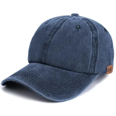 Image of Baseball Cap Plain Hat Lightweight Adjustable Washed Polo Style Classic Sports Casual Summer Sun for Unisex (Blue)