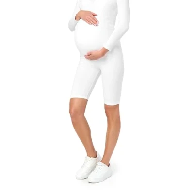 Image of Be Mammy Womans 3/4 Maternity Leggings Tights BE20 229(White, S)