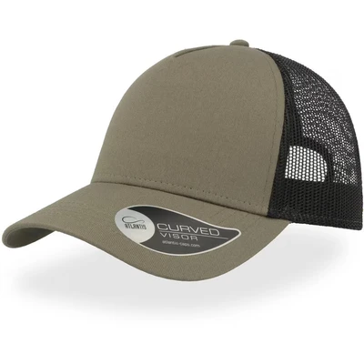 Image of Atlantis Rapper Cotton 5 Panel Trucker Cap Olive/Black OS