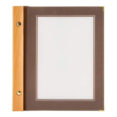Image of Securit A5 Wood Range Menu Card with 2 Inserts, Brown