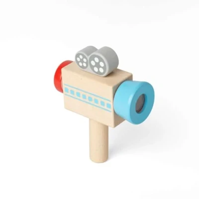 Image of Bigjigs Toys Kids Video Camera Wooden Role Play Toy, Sustainable Toddler Gifts For Girls &amp; Boys, Made From Eco Friendly Wood, Age 18 Months Old +