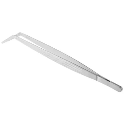 Image of Mercer Culinary Precision Plus Tong Curved Tip, 9 3/8&quot;, Stainless Steel, Silver, 3/8 Inch