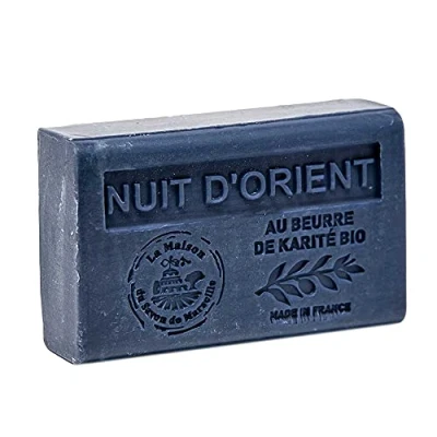 Image of Maison du Savon de Marseille French Soap made with Organic Shea Butter Moisturising for Soft Skin Eastern Night Fragrance 125 Gram Bar