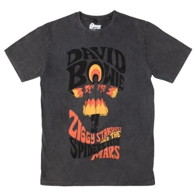 Image of David Bowie Ziggy Stardust Stone Wash T Shirt M Charcoal