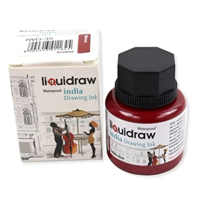 Image of Liquidraw Coloured Drawing Ink India Ink, Waterproof 20 Assorted Colours, 35ml Indian Inks for Artists (Maroon)