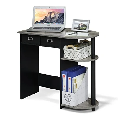 Image of Furinno Go Green Home Laptop Notebook Computer Desk, Study Writing French Oak/Black/Black