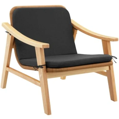 Image of tectake® Garden Armchair with Lacquered Wooden Frame, UV Protection, Polyrattan Weave, Comfortable Cushions, Water Repellent Cover &amp; Easy Assembly Ideal as Patio, Balcony Furniture Nature