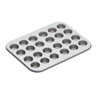 Image of KitchenCraft KC2BK22 Non Stick Mini Muffin Tin / Mince Pie Baking Tray, 24 Holes, 35 x 27 cm Silver