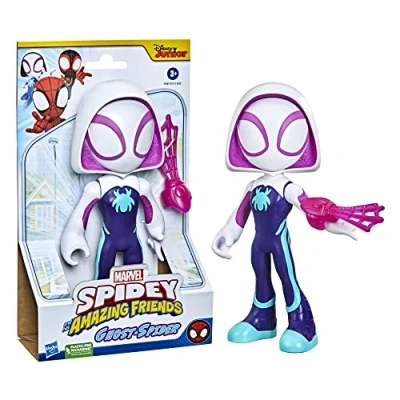 Image of SPIDEY and HIS AMAZING FRIENDS Hasbro Marvel Supersized Ghost Spider Action Figure, Preschool Super Hero Toy, Kids Ages 3 Up, Multicolor
