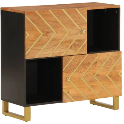 Image of vidaXL Side Cabinet Brown and Black 80x33.5x75 cm Solid Wood Mango