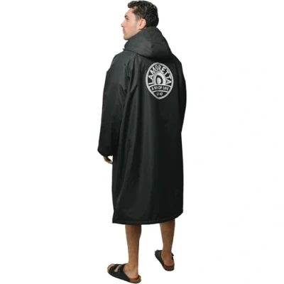 Image of Lambretta Mens Outdoor Hooded Surf Surfing Changing Robe Black S/M