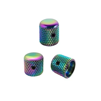 Image of Guyker 3Pcs Guitar Potentiometer Knobs with 6mm (0.24&quot;) Dia. Shaft Pots Iron Dome Control Knob Fits for Electric Bass (Rainbow Chameleon)
