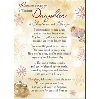 Image of Ej.Victor Remembering a Wonderful Daughter at Christmas Plastic Grave Card L