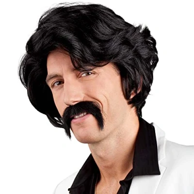 Image of Boland 10103243 Black 86346 Chuck Wig with Moustache, Unique