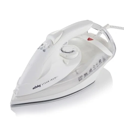 Image of Minky White Steam Iron, Ceramic Soleplate, Self Clean, 17.2g/min Continuous Rate, 2200W, 350ml Water Tank, 1.57m Cable Length, Anti Drip Function