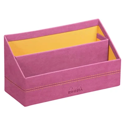 Image of RHODIA 194613C Mail Holder Fuchsia 25x10x31 cm Orange Saddle Stitching Faux Leather Exterior Home Office Collection Rhodiarama Organization &amp; Designer Storage