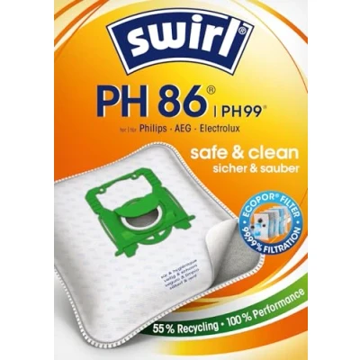 Image of Swirl PH 86 AirSpace Vacuum Cleaner bags for Philips, AEG Cleaners, Highly Absorbent, Lockable Plate, 10 + 2 filters