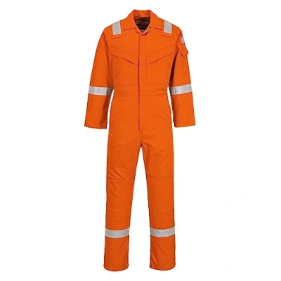 Image of Portwest FR50 Men&#039;s Reflective Flame Resistant Anti Static Coverall Arc Proof Overalls 350g Orange, 5X Large