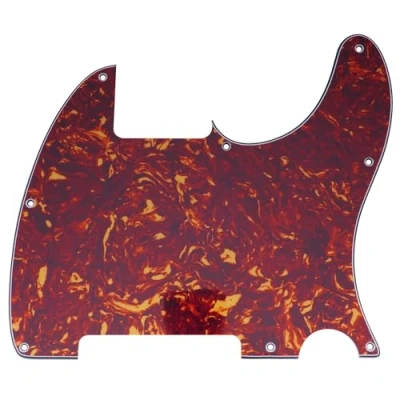Image of Musiclily 8 Hole Tele Pickguard Blank for Fender USA/Mexican Telecaster Esquire Guitar, 4Ply Vintage Tortoise