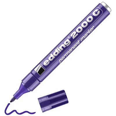 Image of edding 2000 C permanent marker violet (purple) 1 pen round nib 1.5 3 mm quick drying markers waterproof, smudge proof for cardboard, plastic, wood, metal, fabric