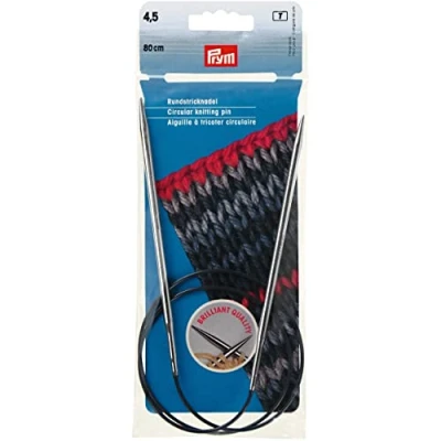 Image of Prym Circular Knitting Needle, Brass, Silver, 4.5 mm