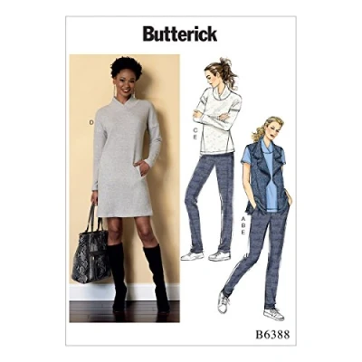 Image of Butterick Patterns 6388 ZZ,Misses Vest,Top,Dress and Pants,Sizes LRG XXL, Tissue, Multicoloured, 17 x 0.5 22 cm