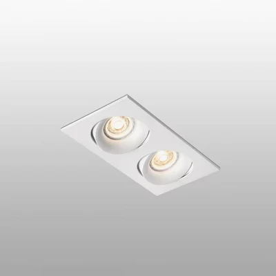 Image of Faro Lighting Arg 2 Light Double Square Tiltable Recessed Spotlight White, GU10