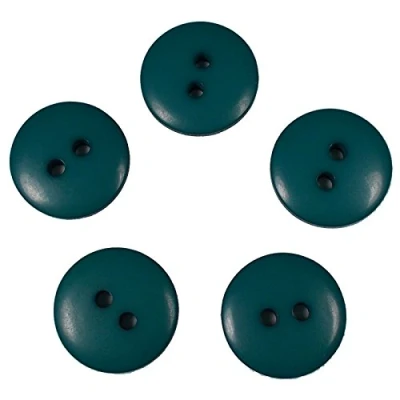 Image of Smartie Buttons Polyester Round 2 Hole Pack of 5 (20mm, Blue Green)