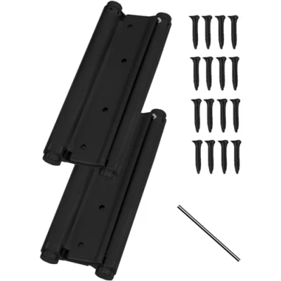 Image of Pair of 8&#039;&#039; Heavy Duty Cafe Saloon Door Hinges Double Action Spring Hinge Stainless Steel Self Closing 200mm (Black)