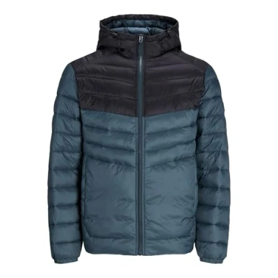 Image of JACK &amp; JONES Mens Puffer Jacket 100% Nylon Quilted Padded Windproof Outdoor for Men, Magical Forest Colour, Size M