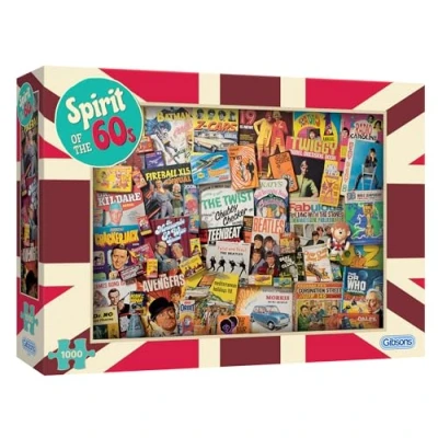 Image of Spirit of the 60s 1000 Piece Jigsaw Puzzle Sustainable for Adults Premium 100% Recycled Board Great Gift Gibsons Games