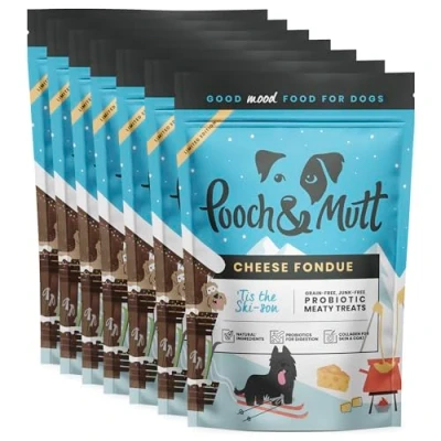 Image of Pooch &amp; Mutt Seasonal Meaty Dog Treats (Grain Free), Cheese Fondue, Pack of 7x120g