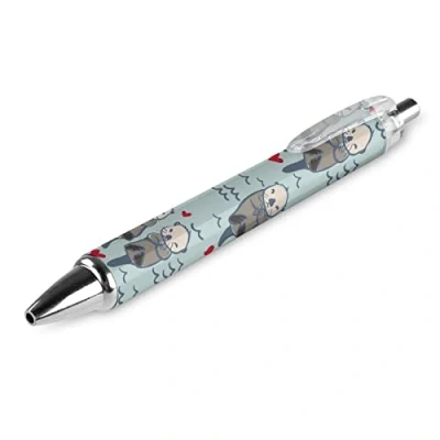 Image of Cute Otter Love Retractable Ballpoint Pen Blue Ink Ball Point Pens Work for Men Women 1 PCS