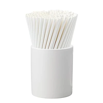 Image of Clearly White Paper Straws Biodegradable 1 x 19.5cm Individually Wrapped Drinking for Smoothies, Cocktails and Party Favour Pack of 150