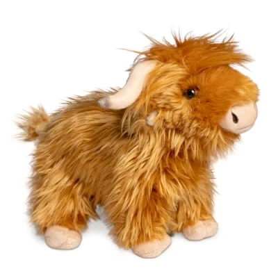 Image of Living Nature Standing Highland Cow Brown Plush Toy Farm with Sound Soft Gift for Kids Naturli Eco Friendly 22 cm