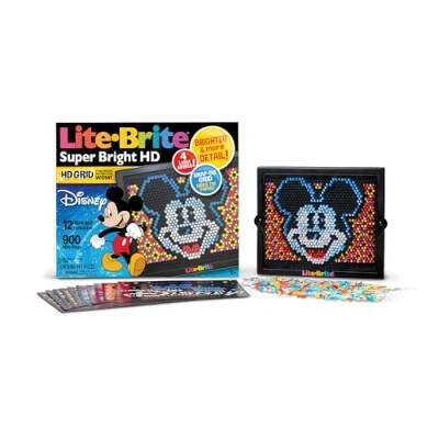 Image of Basic Fun Lite Brite Super Bright HD Disney Light Up Drawing Board, LED Board with Colours, Toys for Creative Play, Glow Art Neon Effect Kids Ages 4 02372
