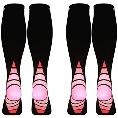 Image of Compression Socks / Stockings For Men &amp; Women,Better Blood Circulation, Black Pink S/M(For Women 4 6.5 8)2 same pair