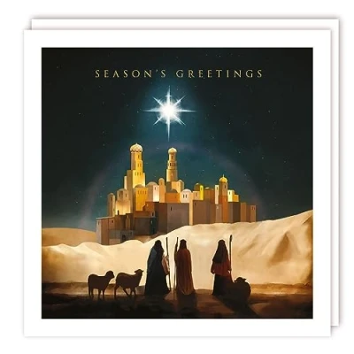 Image of Tracks Publishing Charity Christmas Cards Three Wise Men and Star over Bethlehem Scene Eco Friendly Pack of 5
