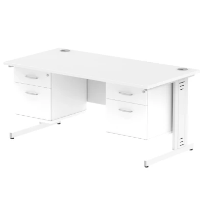 Image of Impulse 1600x800mm Desk White Top Leg + 2 Fixed Peds