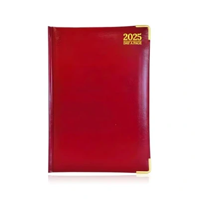 Image of G4GADGET 2025 Diary A4 Day A Page Red Hardback Cover Daily Planner with Hourly Slots Comprehensive Information and Notes Stylish Durable