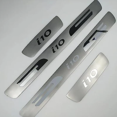 Image of COAECJ Car Door Sill Protector for Hyundai i10 2019 2023, Stainless Steel Sills Kick Plates Welcome Pedal Non Slip Scuff Guard, Styling Accessories