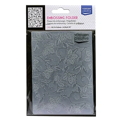 Image of Vaessen Creative Embossing Folder, Holly Vine 5,7x4,25x0,19 inches, 1 Unit, for Birthday, Birth, Christmas Cards and Paper Crafts