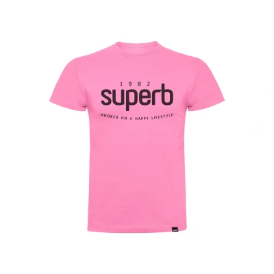 Image of Superb ICON TEE Mens short sleeve round neck t shirt Pink Cotton Size 2XL