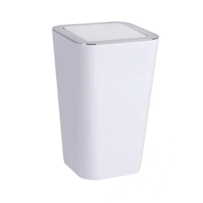 Image of WENKO Candy Swing Cover Bin, ABS/PS, White/Chrome, 18 x 28.5 cm