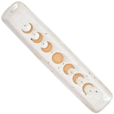 Image of Something Different Elegant Moon Phase Ceramic Ash Catcher Perfect for Home Décor, Aromatherapeutic, Stoneware, White &amp; Cream, 26.5