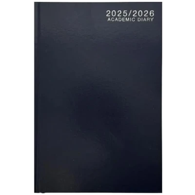 Image of 2025 2026 A5 WTV Academic Case bound Diary Hardback Week To View for Year Planner Business, Office, Home, Appointments (Black)