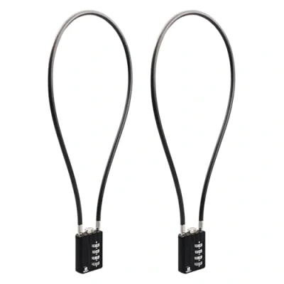 Image of RESET 204(2 Pack) 4 Digit Combination Padlock with 20 in (50 cm) Cable, Chain Lock, Rope Cable Lock for Trash Can Lid, Bin, Locker, Gym Luggage, Helmet, 5 mm Diameter, Black
