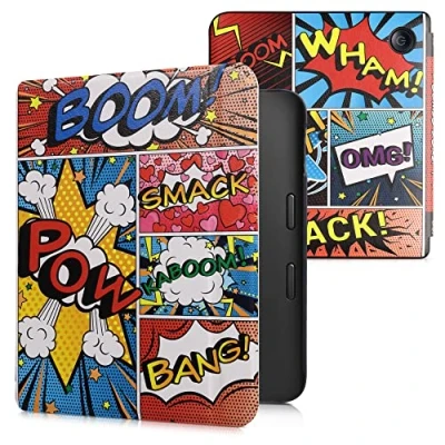 Image of kwmobile Case Compatible with Kobo Libra 2 eReader Cover Comic Book Symbols Multicolor
