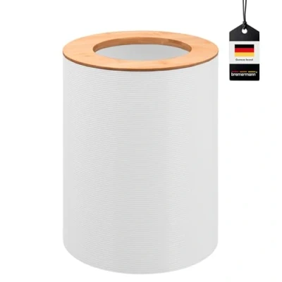 Image of bremermann Segno Cosmetic Bin Made of Bamboo and Plastic/Rubbish / 5.5 Litres (White)