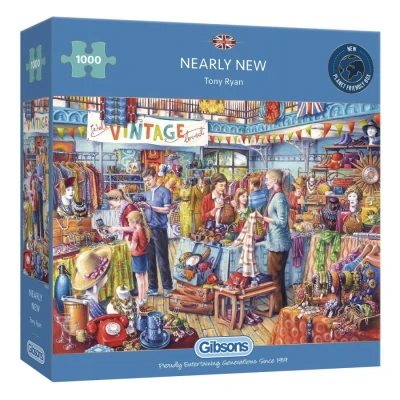 Image of Nearly New 1000 Piece Jigsaw Puzzle Vintage Thrift Nostalgia Sustainable for Adults Premium 100% Recycled Board Great Gift Gibsons Games